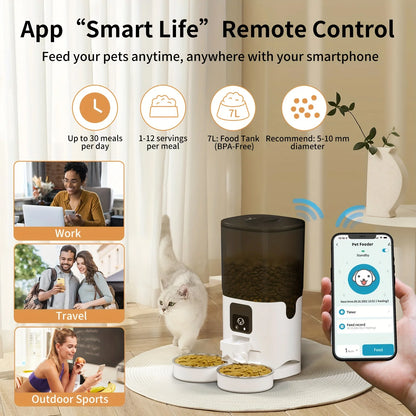 PAPIFEED Smart Automatic Pet Feeder – 7L Capacity with WiFi