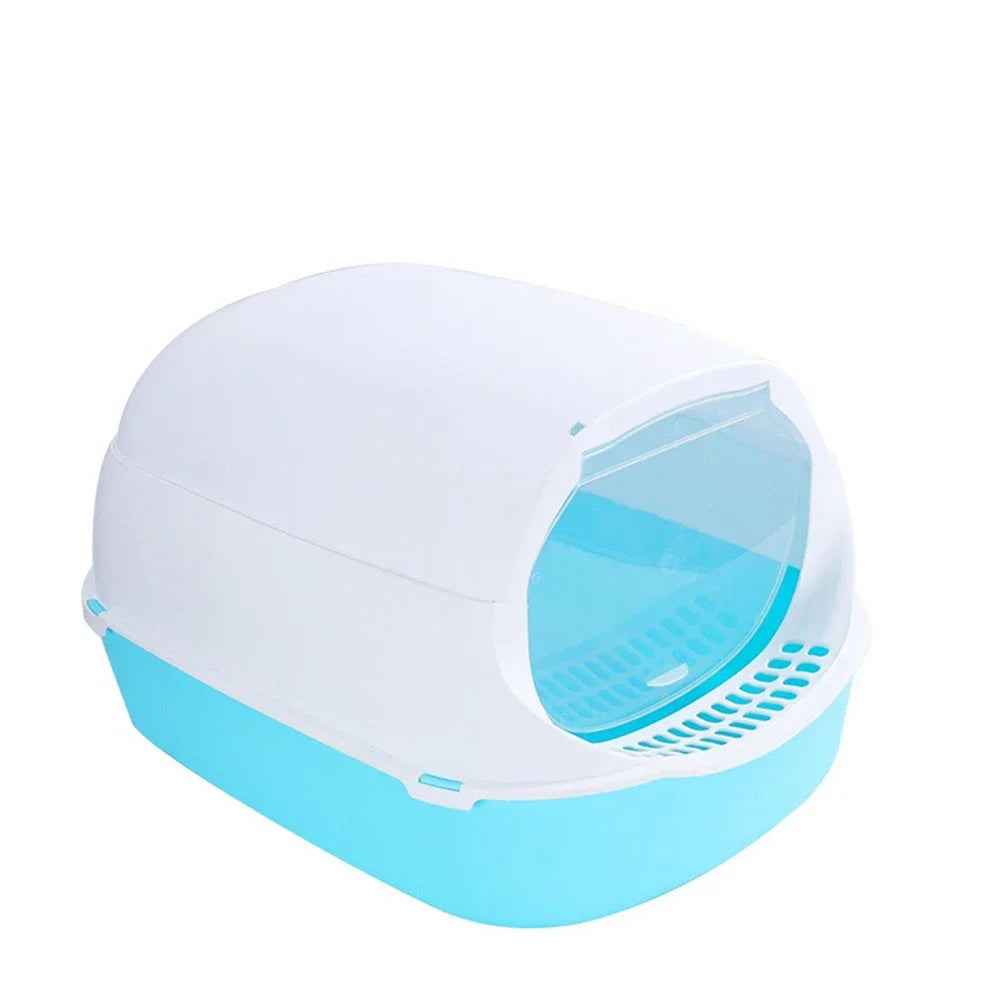 Semi-Enclosed Cat Litter Box – Splashproof Tray