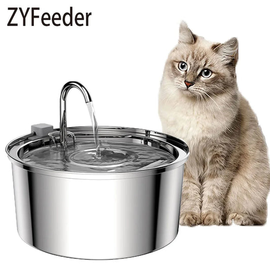 Stainless Steel Automatic Pet Water Fountain – USB Powered