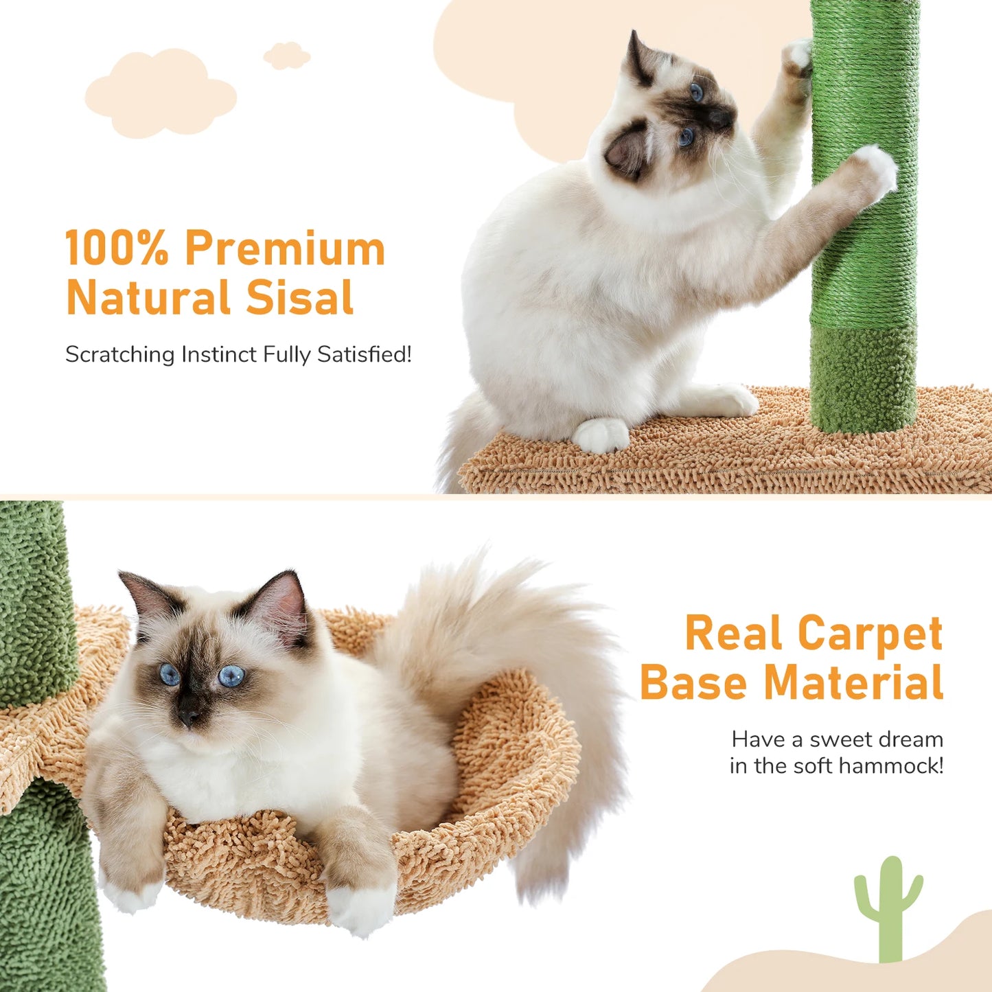 5-Tier Floor-to-Ceiling Cat Tower – Cactus Climbing Tree