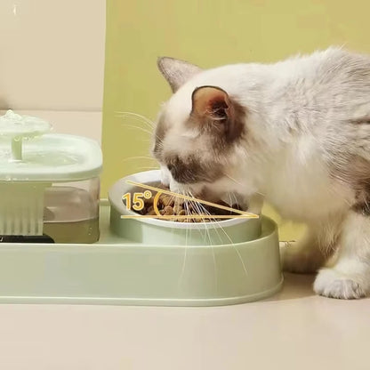 PurrFlow™ 2-in-1 Cat Water Fountain & Feede