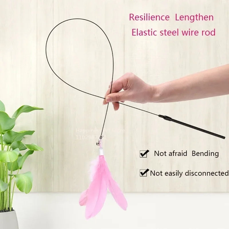 Cat Teaser Wand – Bell & Replaceable Feather Toy