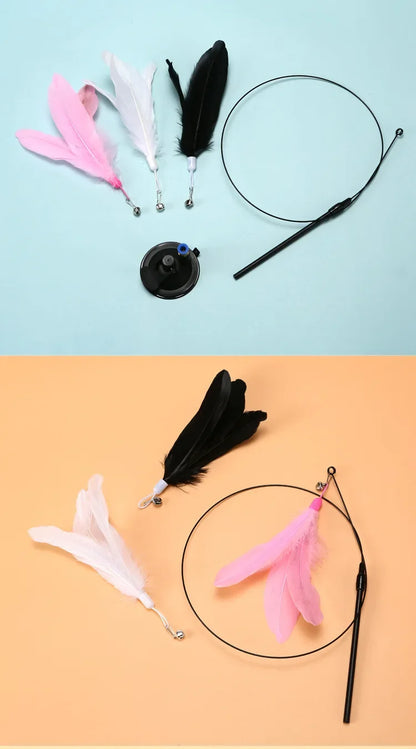 Cat Teaser Wand – Bell & Replaceable Feather Toy