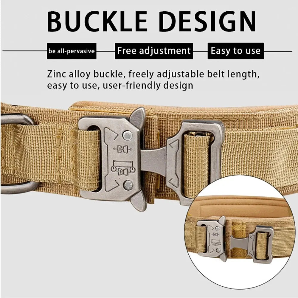 Tactical Nylon Dog Collar – Metal Buckle for Medium & Large Dogs