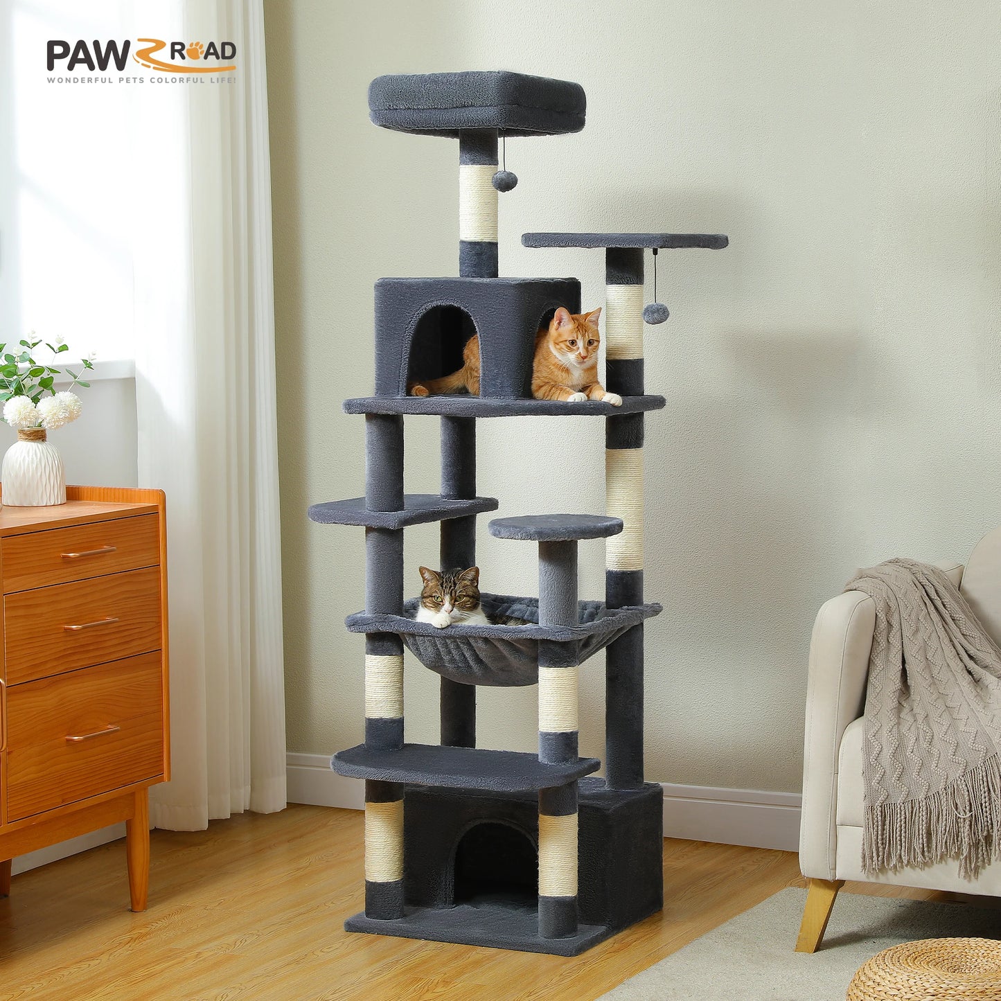 Large Indoor Cat Tree & Tower – Scratching Posts & Hammocks