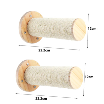 Wall-Mounted Cat Climbing Rope with Wooden Steps – Sisal Rope Scratcher & Climbing Furniture