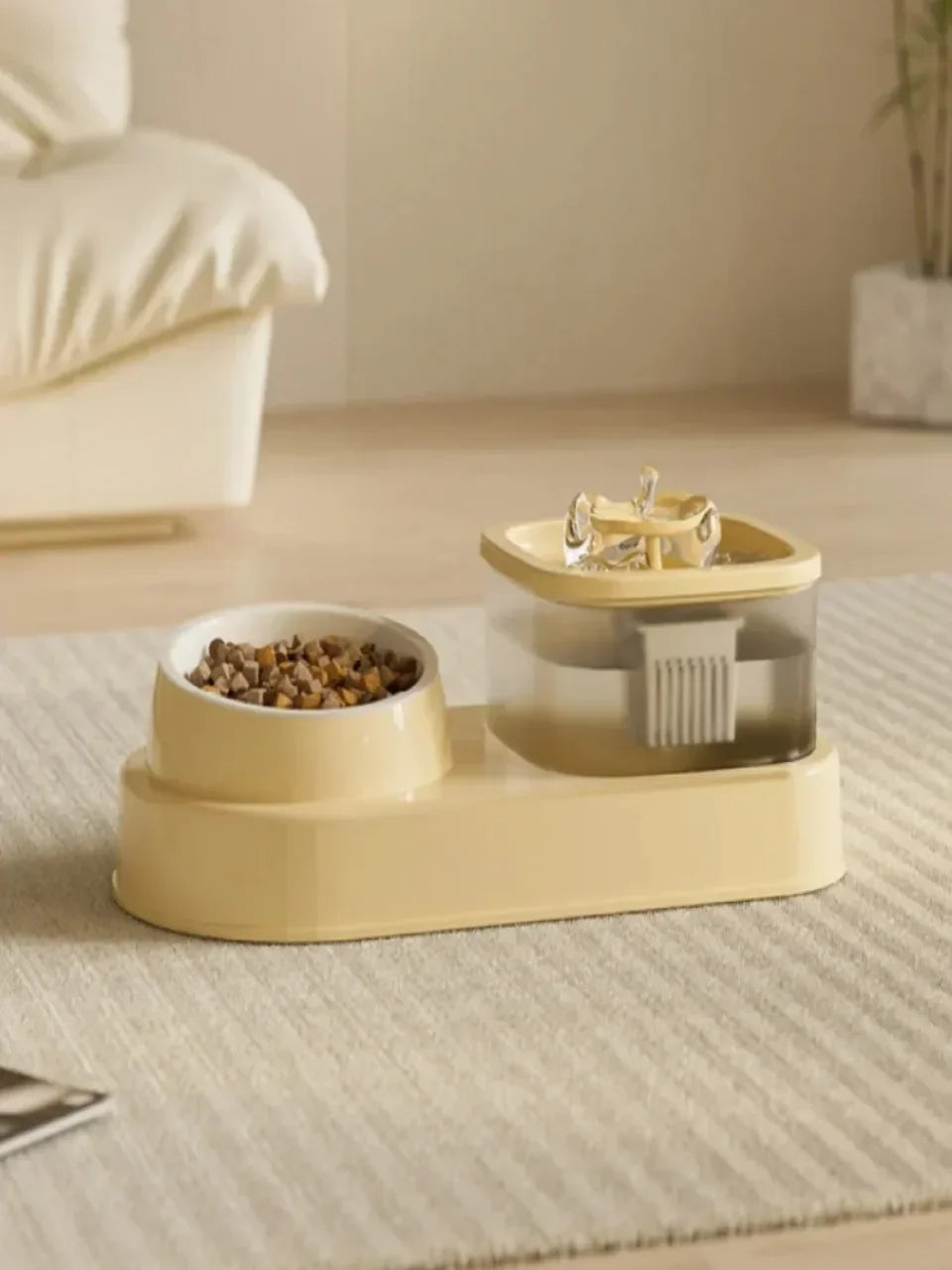 PurrFlow™ 2-in-1 Cat Water Fountain & Feede