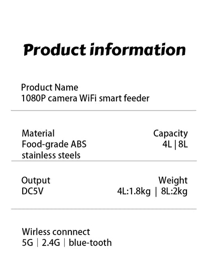 8L Smart Automatic Cat Feeder with Camera & WiFi