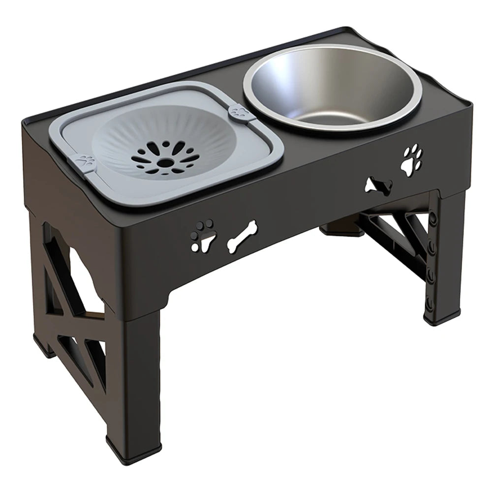 3-in-1 Adjustable Pet Feeder – Double Bowls with Slow Feeder