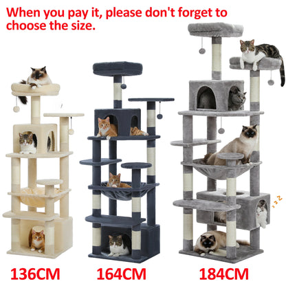 Large Indoor Cat Tree & Tower – Scratching Posts & Hammocks