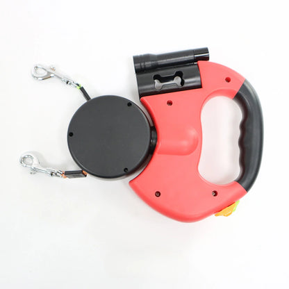 TwinGlow™ 2-in-1 Retractable Dual Dog Leash with LED Flashlight