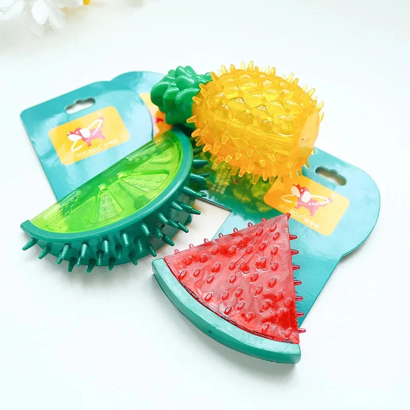 Cooling Fruit Chew Toy for Dogs & Cats – Watermelon, Pineapple, Lemon