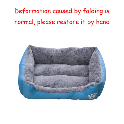 Colorful Square Pet House – Soft & Waterproof Bed