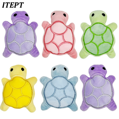 Mini Turtle Plush Dog Toy – Squeaky Teething Toy
