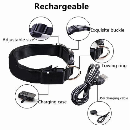 LED Glowing Dog Collar – Adjustable Flashing Night Safety